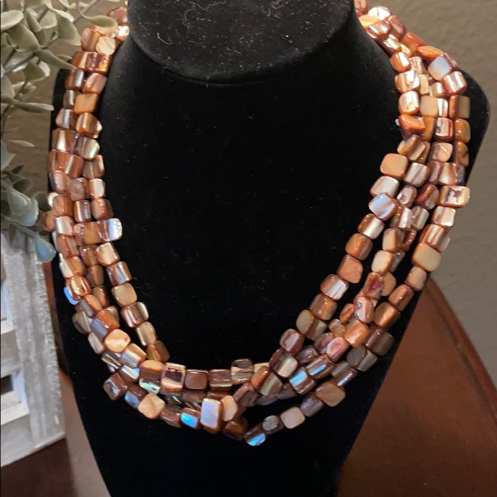 Multi strand mother of pearl shell necklace